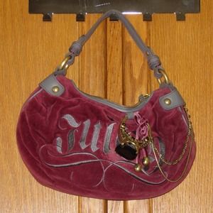 Juicy Couture Purple Velour Hobo Handbag Purse