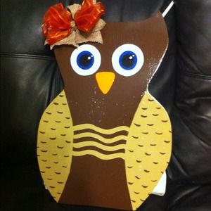 Cute wooden owl door hanger