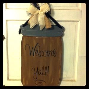 Precious large mason jar door hanger