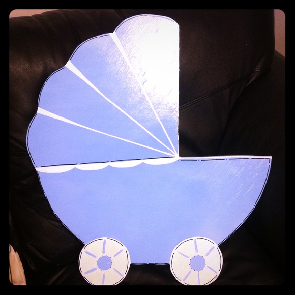Super sweet large wooden baby carriage door hanger