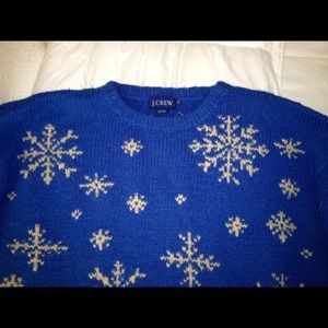 Blue JCrew Snowflake Design Sweater