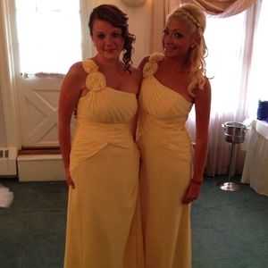 Davids bridal yellow long bridesmaid dress