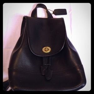 Vintage Coach Small Backpack in Black Leather