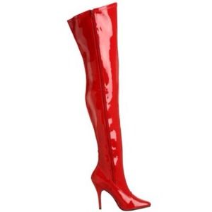 Red thigh high boots