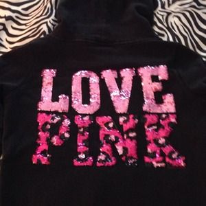 VS BLACK ZIP UP W/ LOVE PINK ON THE BACK