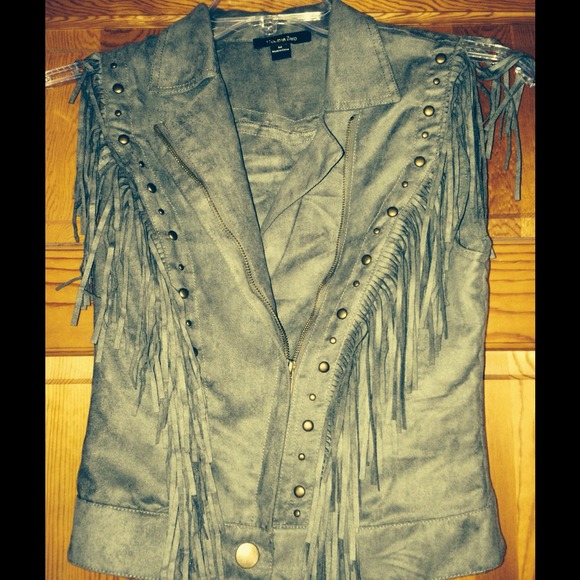 Embellished fringe vest