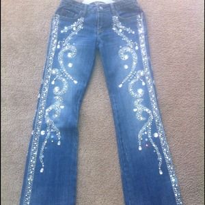 Rhinestone studded Bebe Jeans