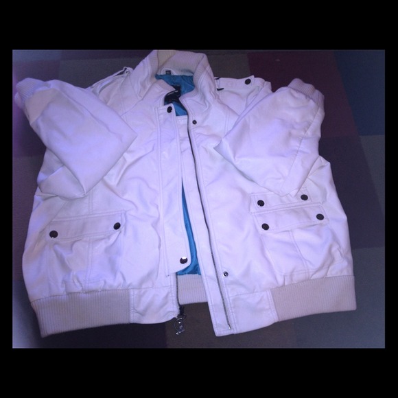 SOLD in a bundle Faux leather  winter white jacket