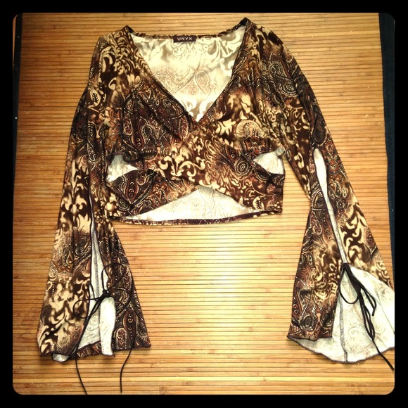 Surplice X top w/ angel sleeves