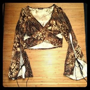 Surplice X top w/ angel sleeves