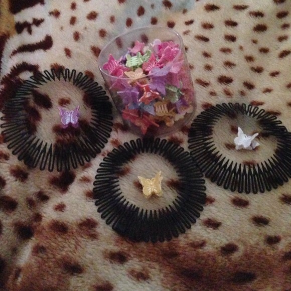Butterfly clips and three head bands