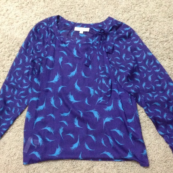 🚫SOLD🚫Purple & Turquoise Feather Blouse