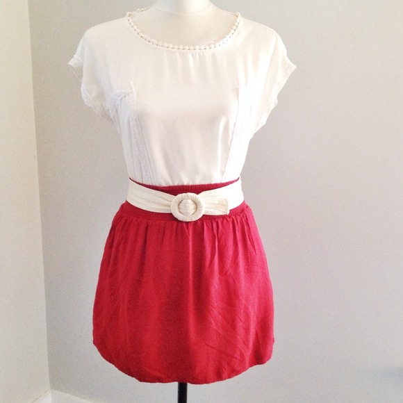 :: SOLD :: Red High Waisted Mini Skirt from UO