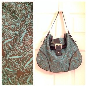 Teal and brown ONeil purse