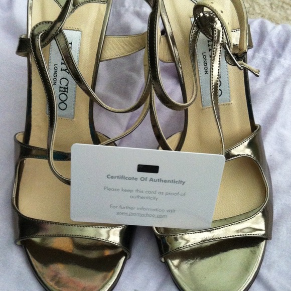 🎉HP🎊Authentic Jimmy Choo Metallic Heels - Picture 2 of 4