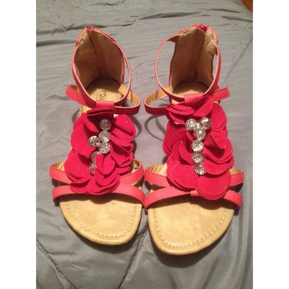 Red Flower Sandals
