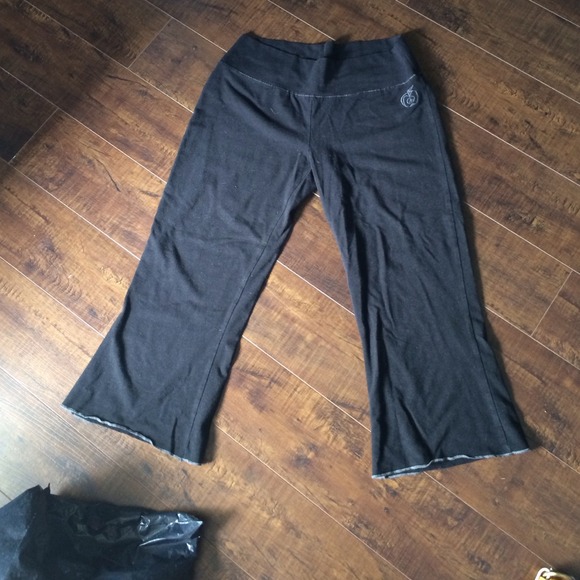 Green apple black organic yoga pants