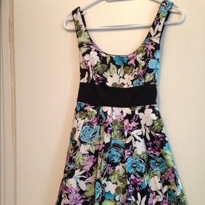 Black & Turquoise Flowers Dress