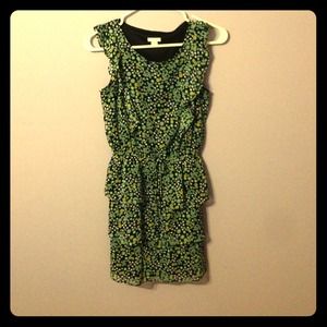 Ruffled blue, green, yellow, flower dress