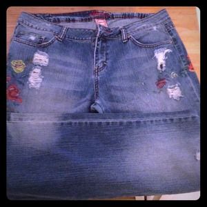 Jessica Simpson Painted Floral Jeans