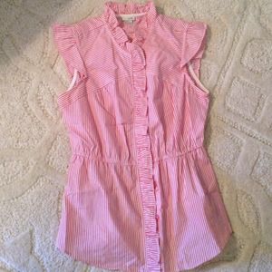 Red and white striped blouse