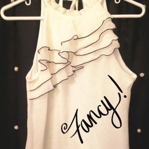 Cream sparkle halter style top with ruffle; small