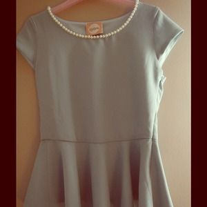 New & Unworn Pearl Neckline Mint Peplum Top