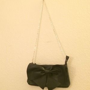 black bow cross body purse