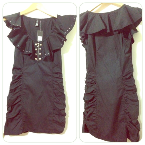 Pepe jeans London  Dresses & Skirts - 🌟SOLD🌟Black ruffle/ruche dress size medium
