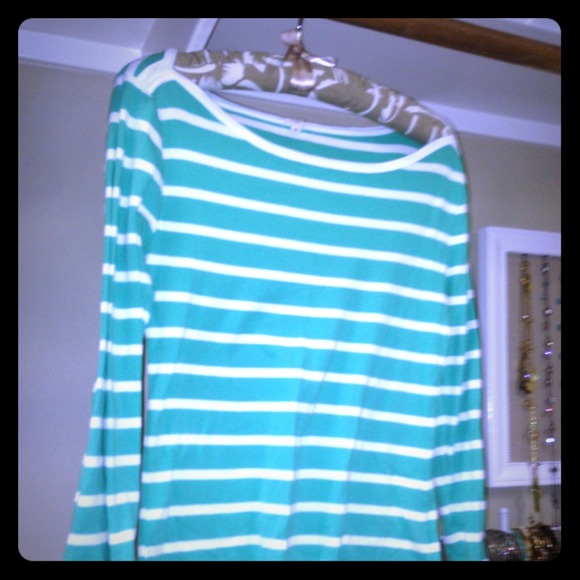 Boatneck tee green stripe - Picture 1 of 1