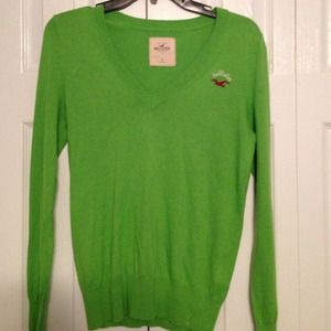 Lime green V-neck sweater