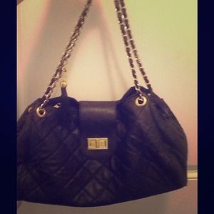 Black leather bag