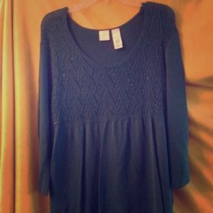 Dark turquoise Emma James tunic w/ beading detail