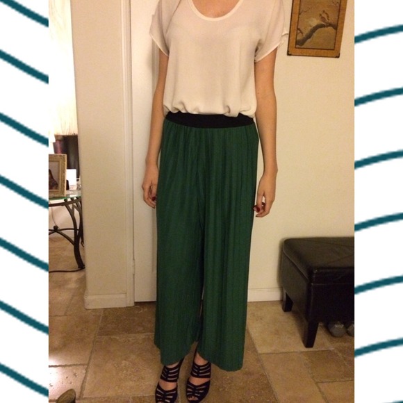 Green Pleated Pants - Picture 1 of 3