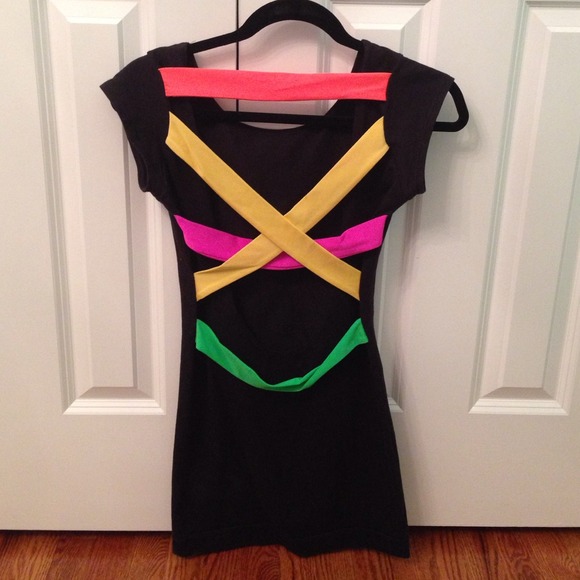 Quontum mini neon strappy dress