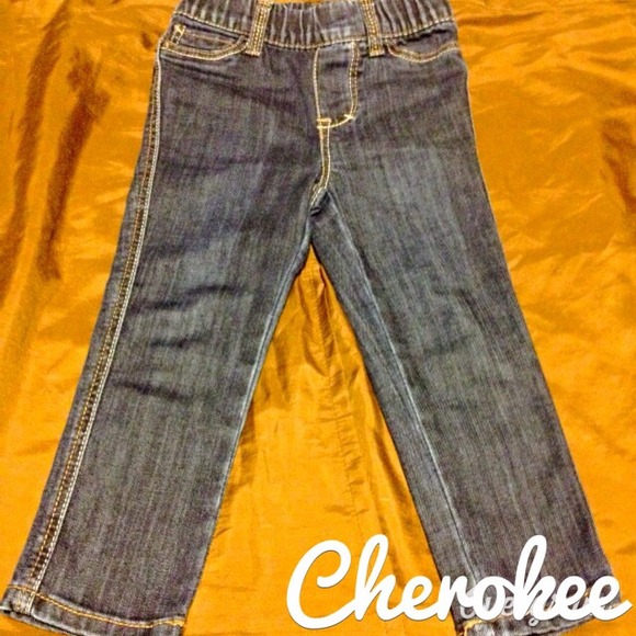 Little girl's pair of straight leg denim jeans.