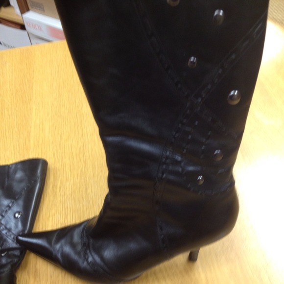Black Leather Stud Boots
