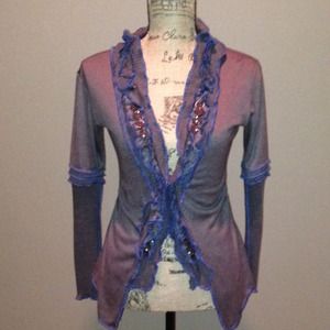 SOLD!!!!!   Gray and Blue Ruffle Cardigan