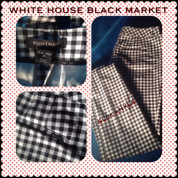 WHITE HOUSE BLACK MARKET GINGHAM SLIM ANKLES
