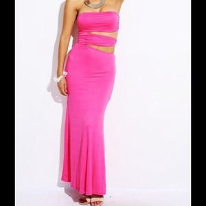 Strapless Cut Out Bandeau Maxi Dress