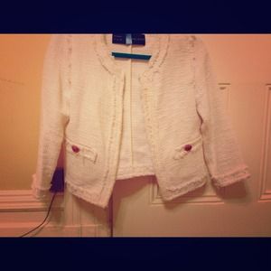 Zara tweed crop white sailor button jacket blazer