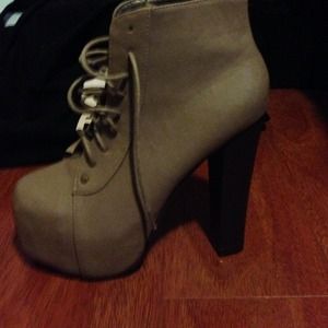 Pleather high heels.