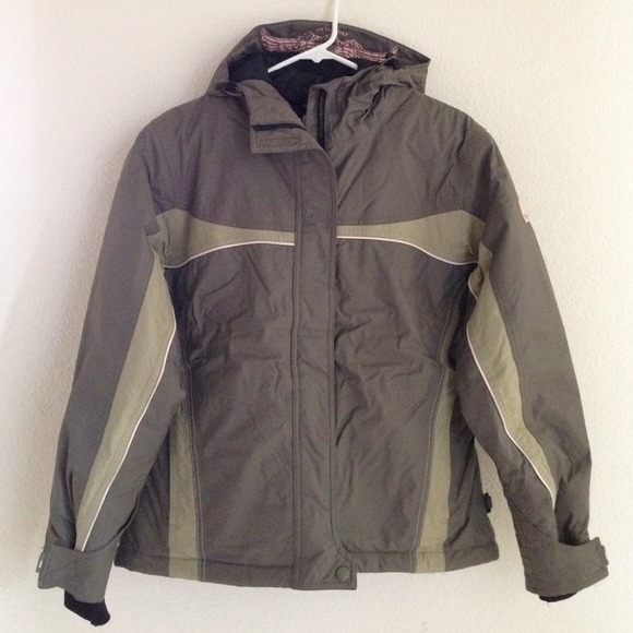 ❌SOLD❌Roxy sage/pink hooded snowboarding ski jacke