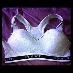 Grey & Black Sports Bra