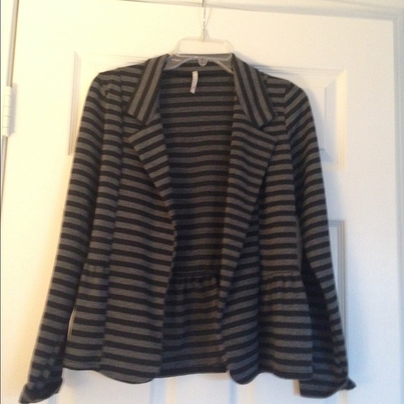 Black and Gray Peplum Jacket