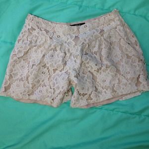 Cream lace shorts