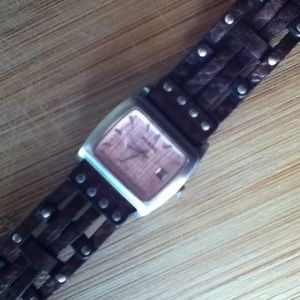 Fossil watch & Amber SS earrings