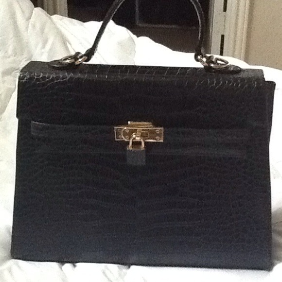 Black alligator bag