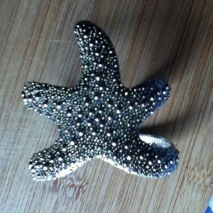 Antiqued silver star fish cuff bracelet