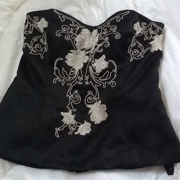 Black embroidered lace corset top